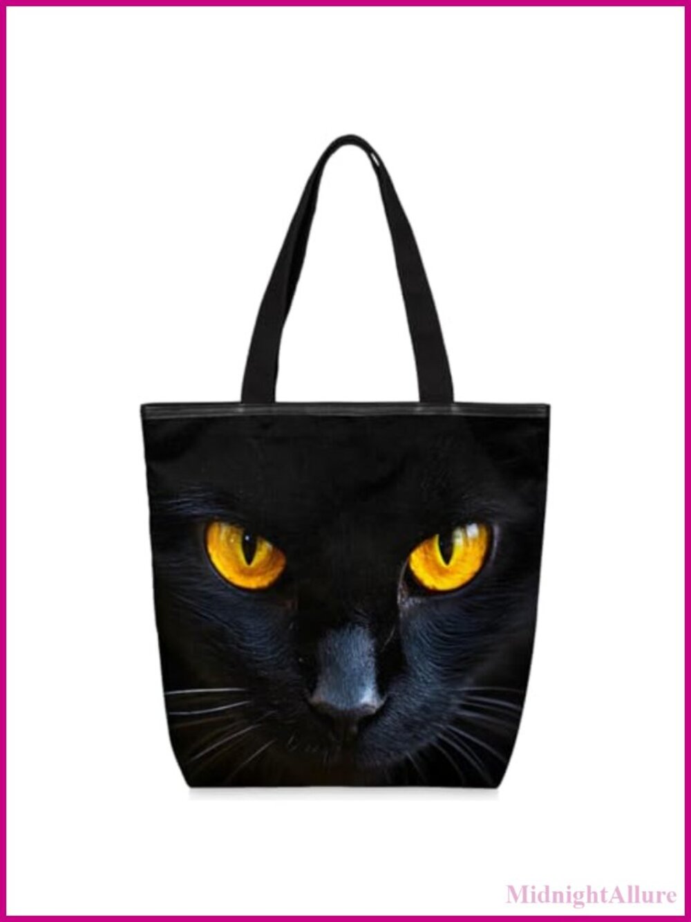 Canvas Tote Bag Cat Eyes Print Reusable Grocery Shopping Beach Bag with Zipper